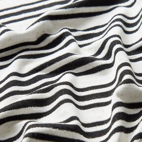 Viskosjersey Oregelbundna glitterränder – yllevit/svart, 
