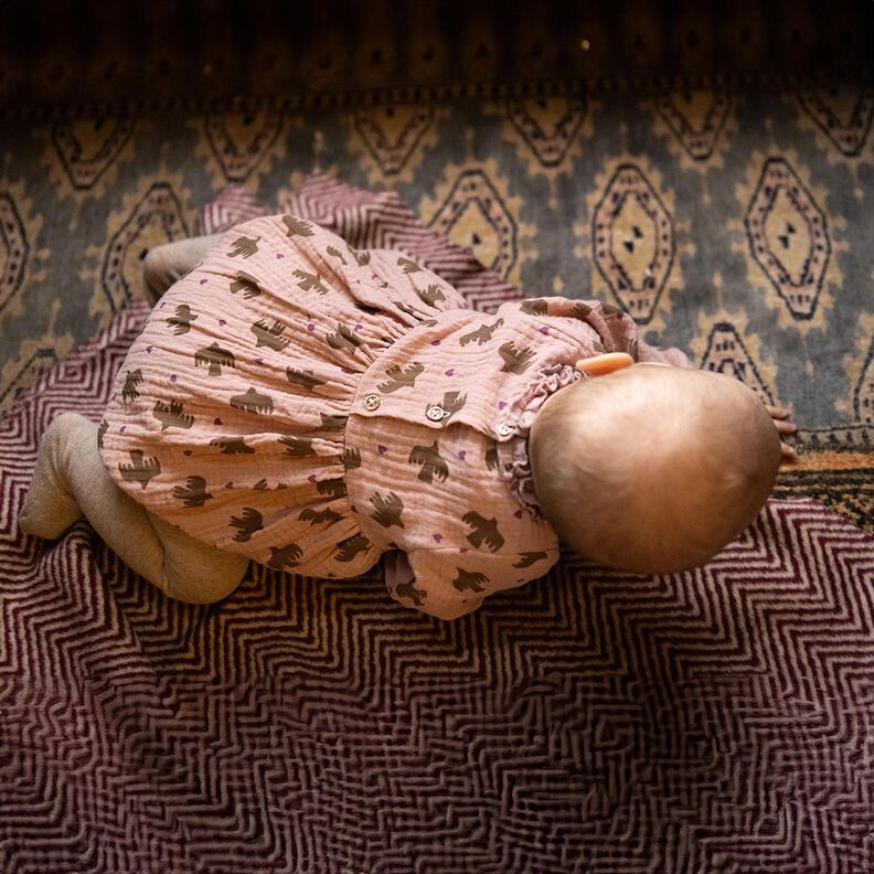 GOTS Muslin/Dubbel-krinkelväv Fåglar och hjärtan | Poppy Fabrics – gammalt rosa, image number 8