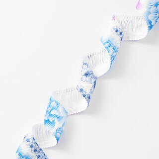 Fransband Blommor [30 mm] – vit/blå, 
