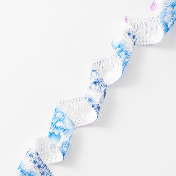 Fransband Blommor [30 mm] – vit/blå,  image number 1