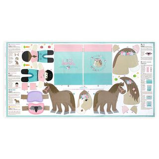 HORSE LOVE hästar Cut & Sew tyg panel på bomull [ 80 x 155 cm ] | Kullaloo, 