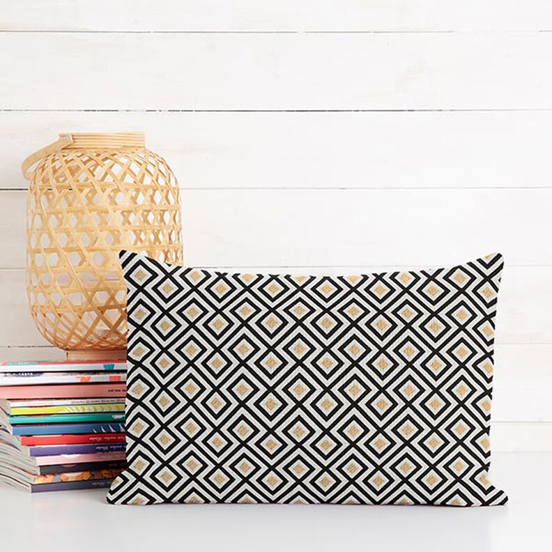 Dekorationstyg Jacquard Artdecoromber – yllevit/guld,  image number 8