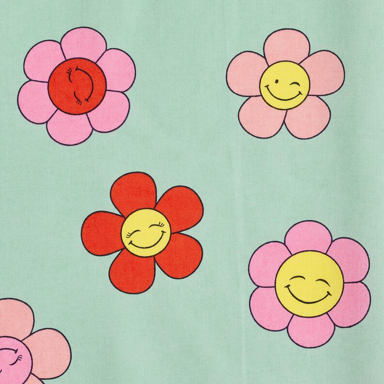 Behandlad bomull Glada blommor | Poppy Fabrics – mint/citrongul,  image number 7