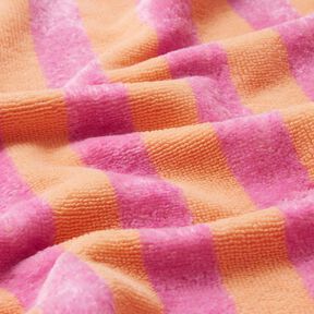 Frottétyg Bambus blockränder – ljusorange/pink, 