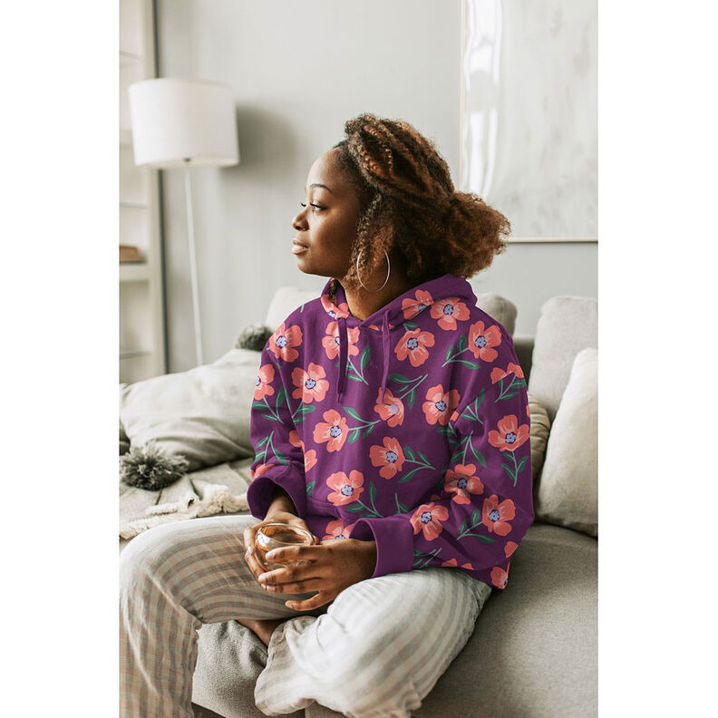 Sweatshirt Ruggad Blommor | by Poppy – rödlila/hummer, image number 6