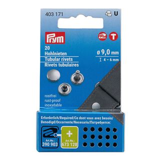 hålnitar 4-6mm spännområde [20 stycken | Ø 9 mm] | Prym – silver metallic, 