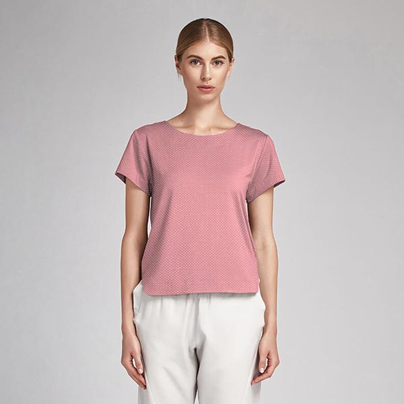 Bomullspoplin Små prickar – rosa/vit,  image number 7