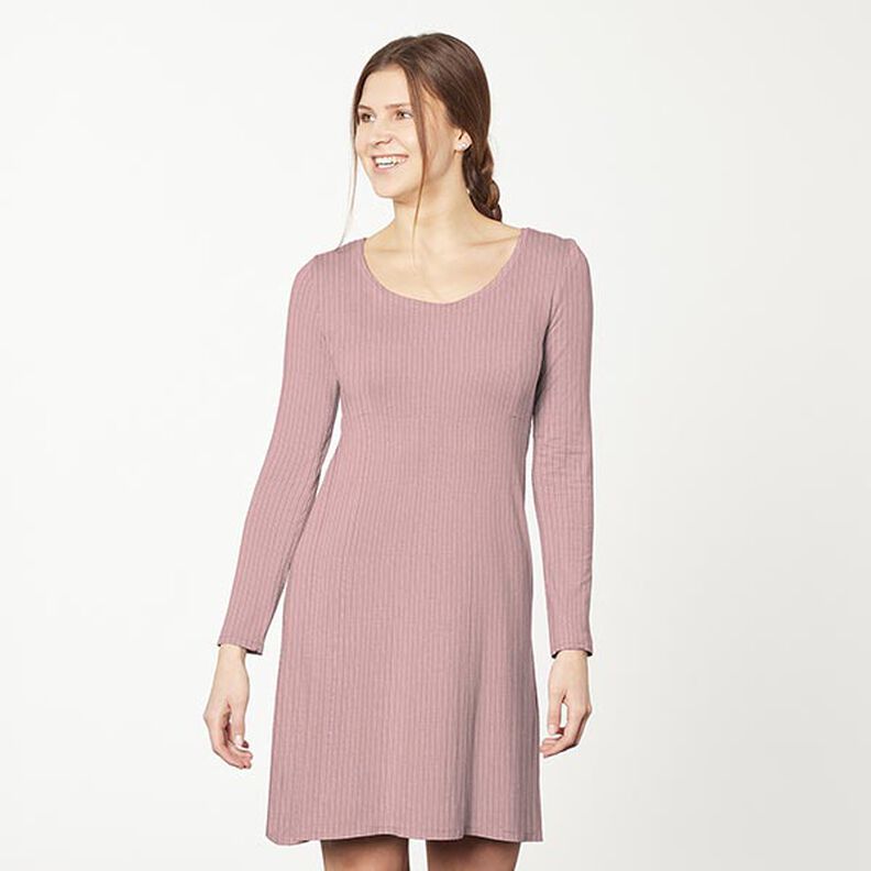 Ribbad jersey Enfärgad – gammalt rosa, image number 8