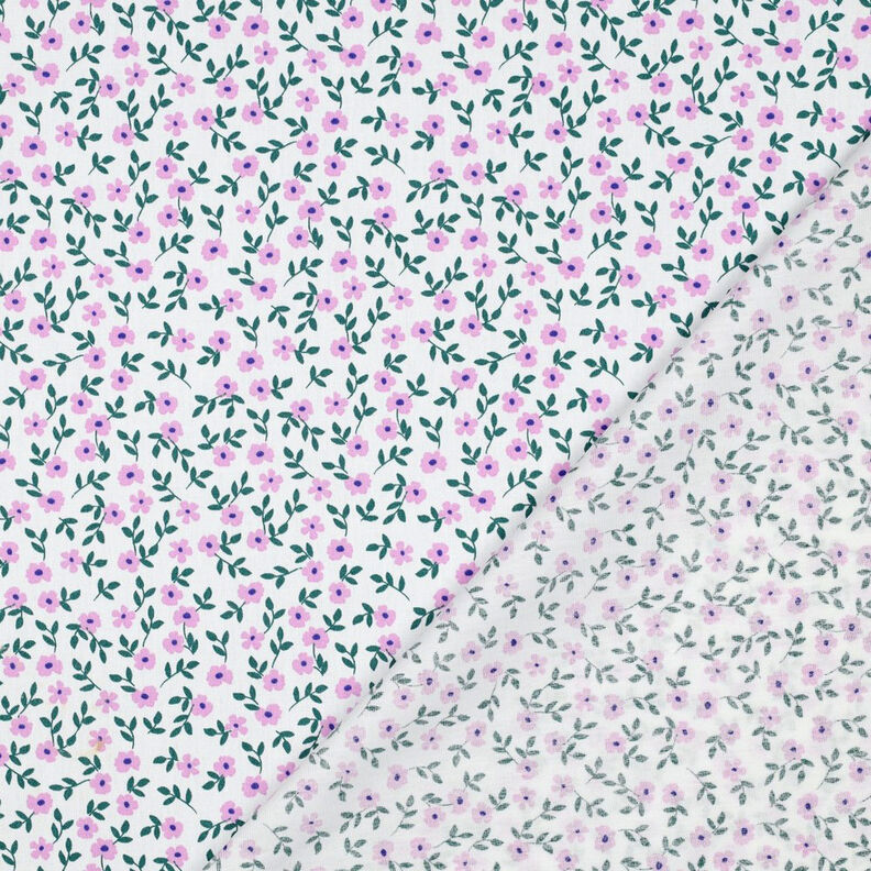GOTS Bomullspoplin Spridda blommor | Poppy Fabrics – vit/rosa,  image number 4