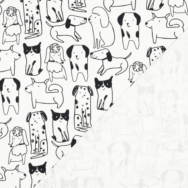 Bomullsflanell hundar | Poppy Fabrics – vit/svart,  image number 4