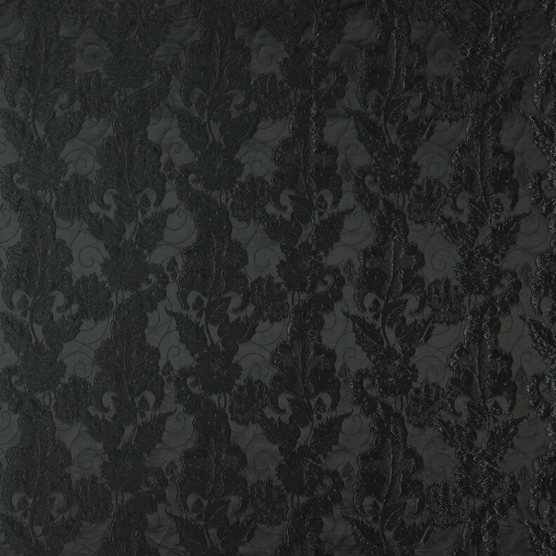 Klädtyg jacquard Brokad blommor – svart,  image number 1