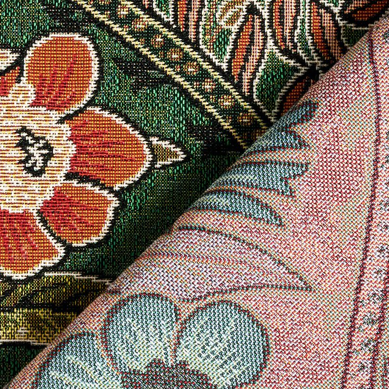 Dekorationstyg Gobeläng blomsterornament – grön/ljusorange, image number 4
