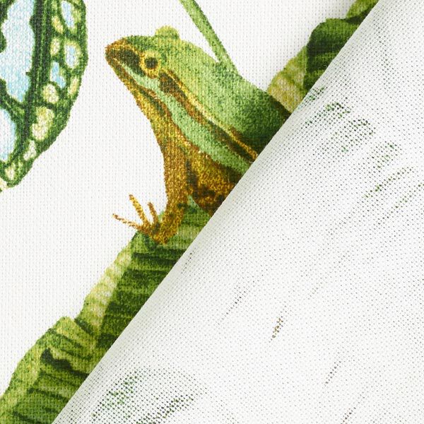 Dekorationstyg Halvpanama exotiska blad – grön/vit,  image number 5