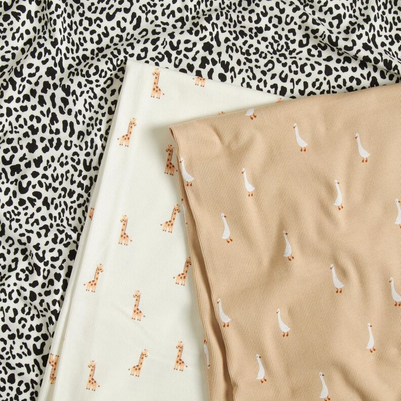 Ribbad jersey Leopardmönster – yllevit, image number 5