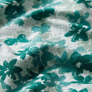GOTS bomullsjersey Fjärilar & blommor | Tula – pastellgrönt, 