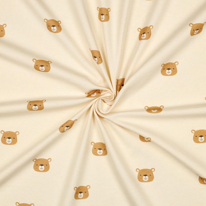GOTS Bomullsjersey björnar | Poppy Fabrics – yllevit/ljusbrun,  image number 3