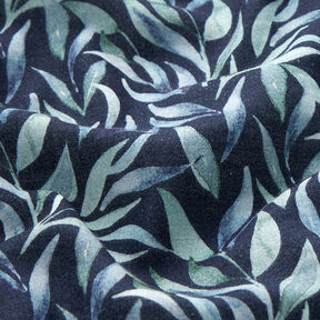 Muslin/Dubbel-krinkelväv akvarell blad Digitaltryck – marinblått, 