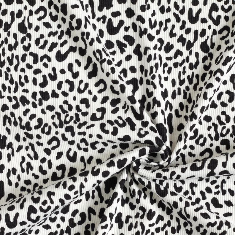 Ribbad jersey Leopardmönster – yllevit, image number 3