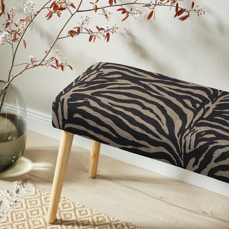 Stoppningstyg Jacquard zebra – khaki/svart,  image number 8