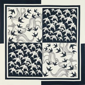 Satinpanel Svalor | Katia Fabrics – antracit/kräm, 