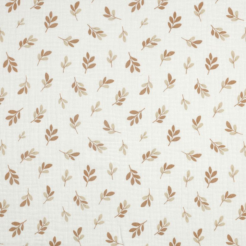 Muslin/Dubbel-krinkelväv kvistar | Poppy Fabrics – elfenbensvit/moka,  image number 1