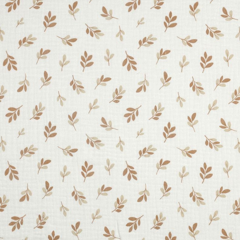 Muslin/Dubbel-krinkelväv kvistar | Poppy Fabrics – elfenbensvit/moka, image number 1