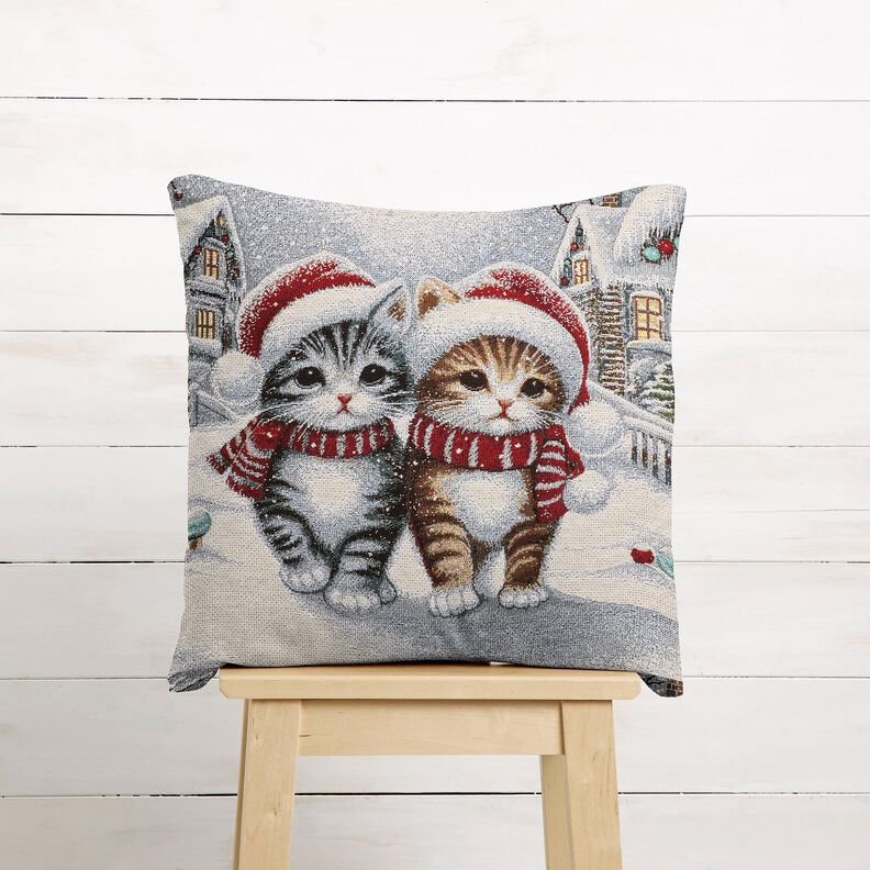 dekorationspanel Gobeläng julkatter – ljusblå/karminröd,  image number 5