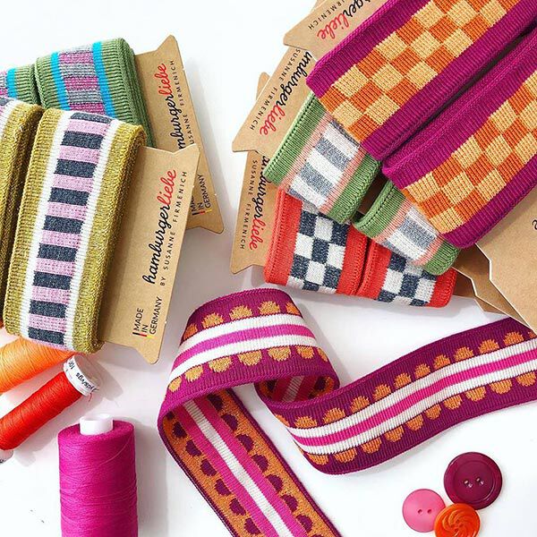 Band av ekologisk jacquard STRIPE ME GLAM  [200 CM | 3,5 CM]  | Albstoffe | Hamburger Liebe,  image number 5