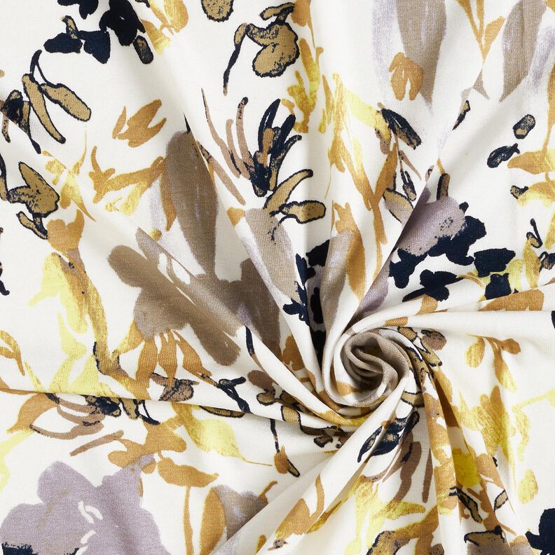 Viskosjersey med blommor – vit,  image number 3