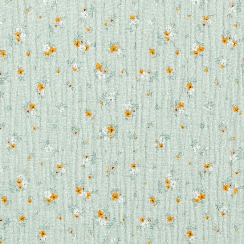 Muslin/Dubbel-krinkelväv romantiska blommor – ljus mint,  image number 1