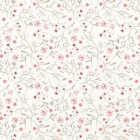 Bomullsjersey blomrankor – yllevit, 