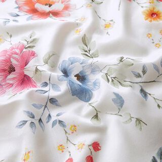 Siden-viskos-satin Blommande kvistar – vit, 