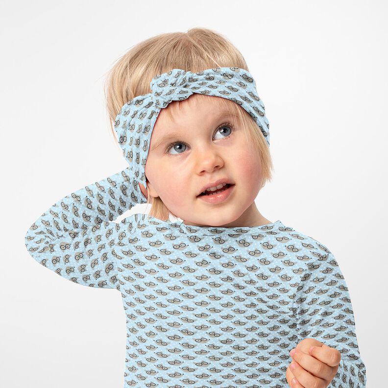 Bomullsjersey Räv med glasögon – babyblått, image number 6