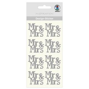 Designklistermärke Mr&Mrs [ 8 styck ] – silver metallic, 