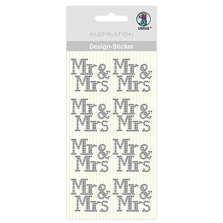 Designklistermärke Mr&Mrs [ 8 styck ] – silver metallic, 