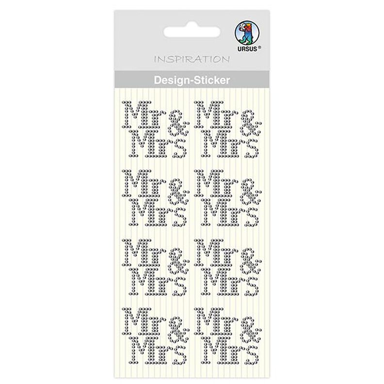 Designklistermärke Mr&Mrs [ 8 styck ] – silver metallic,  image number 1