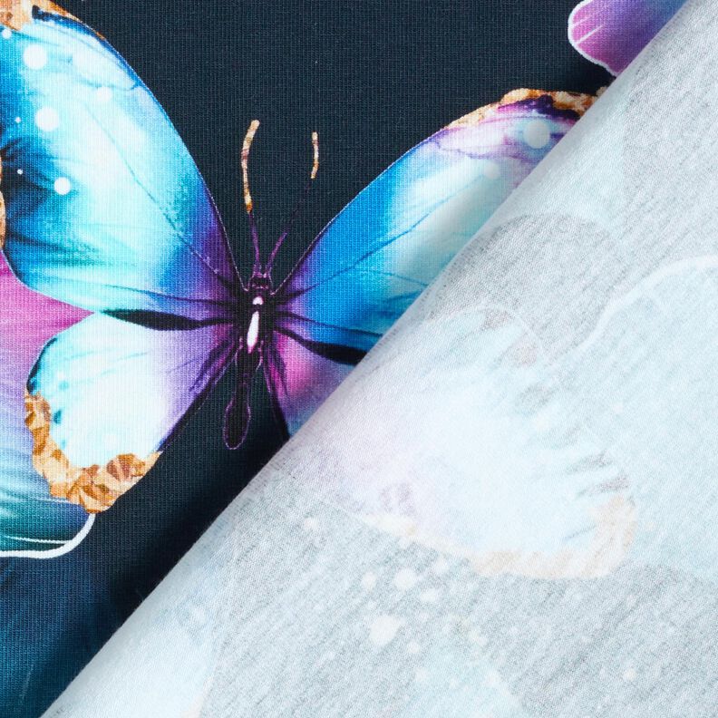 Bomullsjersey ginkgo-fjärilar | Glitzerpüppi  – nattblå,  image number 4