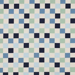 Bomullsjersey Check | Poppy Fabrics – natur/blågrått, 