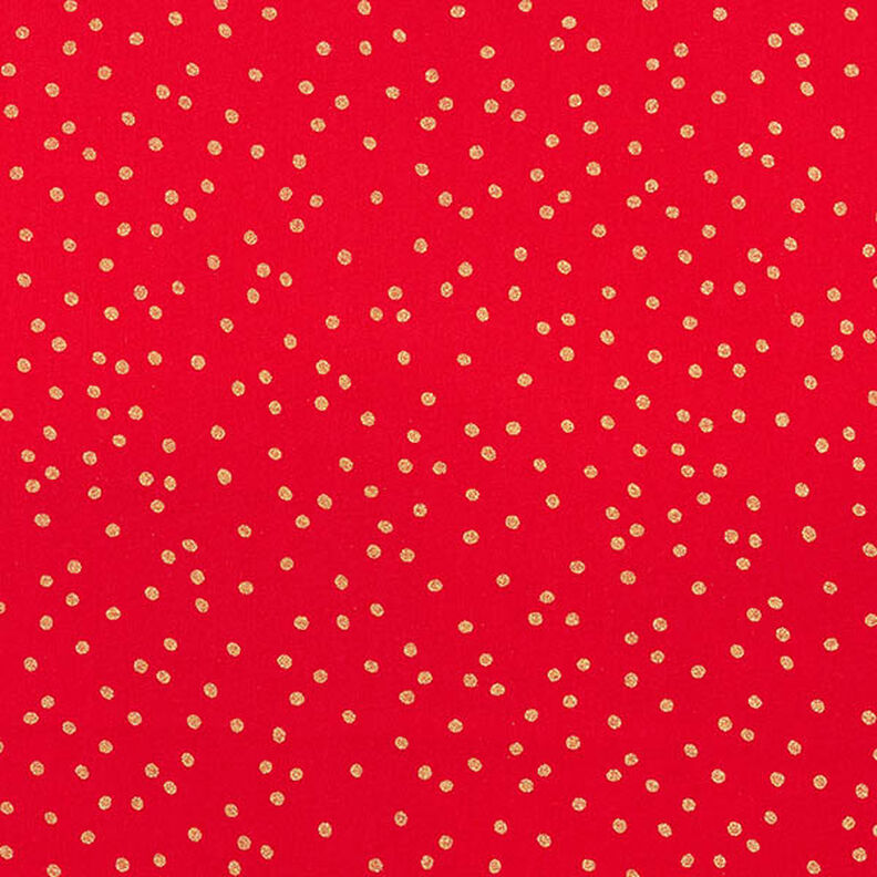 Bomullstyg Poplin fina prickar – röd/guld,  image number 1