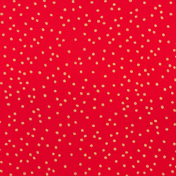 Bomullstyg Poplin fina prickar – rött/guld, image number 1