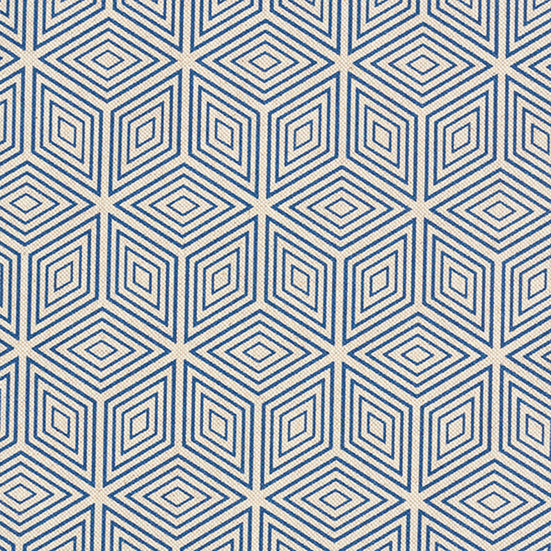 Dekorationstyg halvpanama 3D-kuber – blå/natur,  image number 1