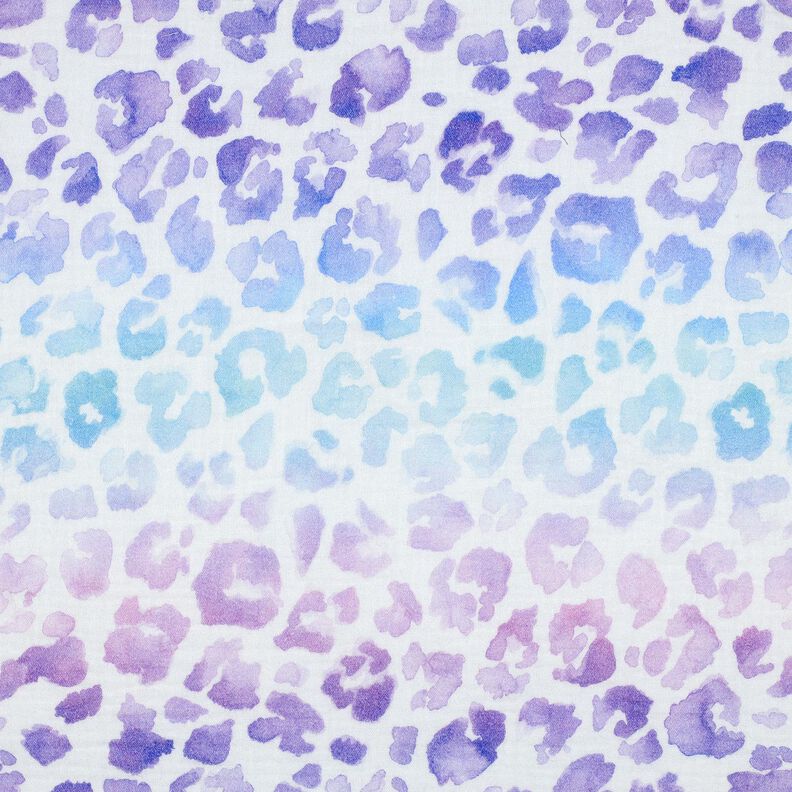 Muslin/Dubbel-krinkelväv leo-tryck i färgövergång Digitaltryck | Poppy Fabrics – vit/blålila, image number 1