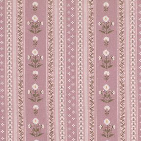 Bomullstyg Poplin blomstergirlanger – gammalt rosa/yllevit, 