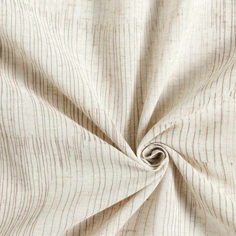 Gardintyg Linne-mix oregelbundna ränder – mörkbeige/natur, image number 3