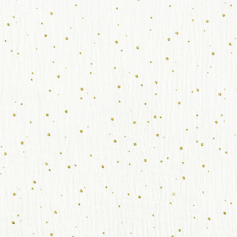 Bomull Muslin Spridda guldfläckar – vit/guld,  image number 1