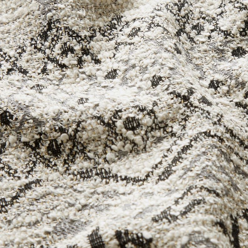 Stickad bouclé ikatmönster – grått/vit, image number 2