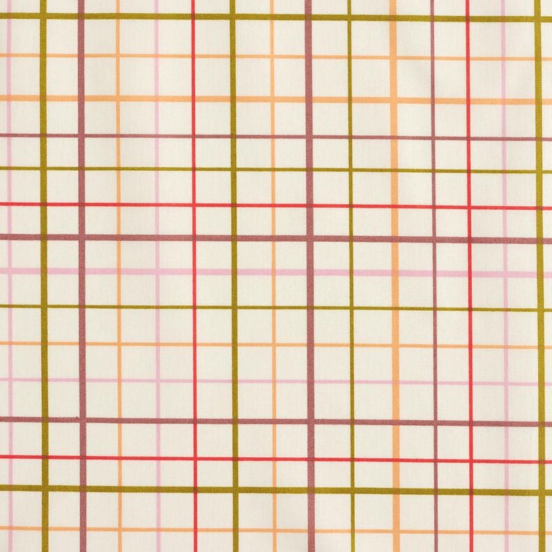 Behandlad bomull Färgglada rutor – beige/röd,  image number 1
