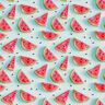 Bomullstyg Poplin vattenmelon – isblå/intensiv rosa,  thumbnail number 1
