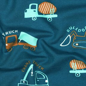 Sweatshirt Ruggad byggplatsfordon | Poppy Fabrics – havsblå/eukalyptus, 