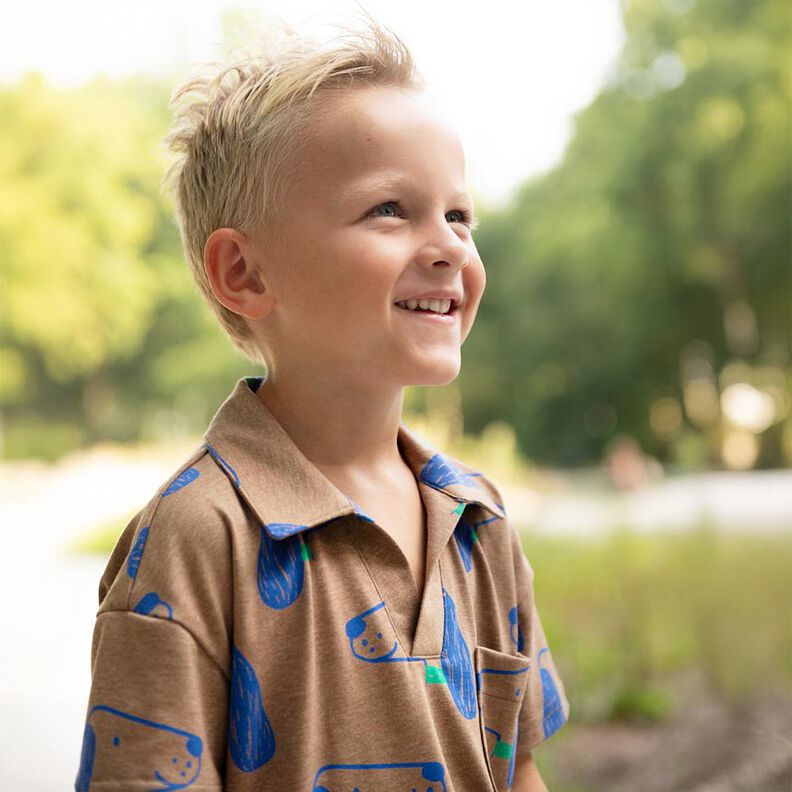 Bomullsjersey hundar | Poppy Fabrics &ndash; ljusbrun/kungsbl&aring;,  image number 5